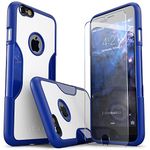 iPhone 6 Plus Case, Blue White with [Tempered Glass Screen = Best LCD Protector] [Patented Lens Hood = Better Pictures] - Slim iPhone 6 Plus Cases by Sahara Case