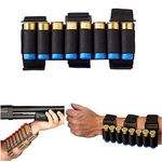 HWZ 8 Rounds Gun Ammo Storage Shotgun Shell Holder Adjustable Shooters Forearm or Tactical Buttstock Sleeve Magazine Pouch (black)