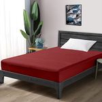 Divine Casa Terry Cotton Water Proof Mattress Protector/Cover for Single Bed Soft & Breathable 36"x72" - Single Size, Maroon