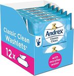 Andrex Washlets Flushable Toilet Tissue Wipes - 12 Packs (40 Wipes Per Pack, Total 480 Wipes) by Andrex