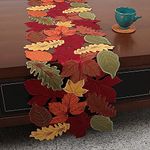 Fall Table Runner Leaves Thanksgiving Decorations Autumn Embroidered 54 inches Long Maple Festive Holiday Harvest Fall Decor Table Scarf Vivid Cutwork Applique 1 Piece