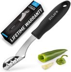 Zulay Kitchen Jalapeno Corer Tool - 430 Stainless Steel Pepper Corer Seed Remover Tool - 2-In-1 Serrated Edge and Seed Remover - Easy Coring and Cleaning for Efficient Cooking and Grilling