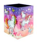 HERMA 19738 Unicorn Waste Paper Bin 15 Litre Foldable Sturdy Cardboard Slim Trash Bin for Girls Boys Rectangular Waste Paper Bin for Nursery Bedroom Study Office