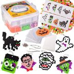 3000 Pc Halloween Monster Fuse Bead Kit w 8 Keychains w Case-Ghost, Witch, Vampire-Spooky Ornaments & Decorations -Kids DIY Bulk Craft Toy Gift -Indoor Halloween Haunted House Birthday Party Activity