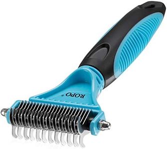 ROPO Pet Dematting Comb, Undercoat Dematter Rake Grooming Tool for Cats Dogs, Double-Sided Deshedding Brush Pets Hair Remover, Easy Mats & Tangles Removing Comb (23 + 12 Teeth)