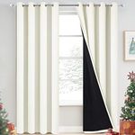 Yakamok 100% Cream Blackout Curtains for Bedroom, Light Blocking Thermal Insulated Noise Reducing Blackout Drapes for Living Room(52Wx84L, 2 Panels)