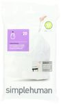 simplehuman Custom Fit Trash Can Liner G, 30 Liters / 8 Gallons, 20-Count (Pack of 4)