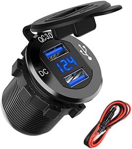 Quick Charge 3.0 Dual USB Charger Socket, SunnyTrip Waterproof Aluminum Power Outlet Fast Charge with LED Voltmeter & Wire Fuse DIY Kit for 12V/24V Car Boat Marine Motorcycle Truck Golf Cart and More