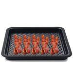 MACONEE Microwave Bacon Crisper Tray, Gray, Square, Aluminum, 12 x 12 x 2.5 in