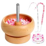 Tilhumt Bead Spinner for Jewelry Making, Effortless Rotating Wooden Clay Bead Spinner with 2 Big Eye Beading Needles and 3000 Seed Beads, Beading Supplies for Making Waist, Bracelets, Necklace