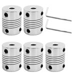 AFUNTA 5 Pcs Flexible Couplings 5mm to 8mm Compatible with NEMA 17 Stepper Motors, Used in Small CNC Machines & 3D Printer Prusa i3 or ORD Bot With 2 Pcs Allen Wrench