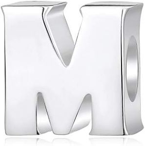Fantasticharm fits Pandora Bracelet Alphabet Initial Letter A-Z 925 Sterling Silver Beads Fits Pandora Letter M Charm Bracelets