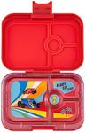 Yumbox® Panino Leakproof Bento Box lunch box, 4-Compartment Kids & Adults Bento; Perfect for Sandwich Packed Lunch; Compact ; Healthy Portions (Roar Red with Race Cars Tray)