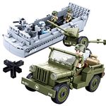 World War 2 Landing Craft Building Toys WW2 Military Vehicle Brick Set, WWII Army Warship Boat Model Block with 4 Soldiers Figures (325 Pieces)