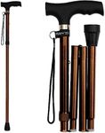 Designer Foldable Walking Stick/Cane, Adjustable Height, Extendable, Lightweight, Flexible, Durable, Walking Aid, Mobility Aid, Collapsible, Easy to carry, Ergonomic Derby Handle, Gift (Bronze)