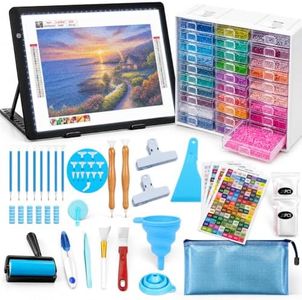 156PCS All Inclusive Diamond Art Accessories Kit with A4 Diamond Painting Light Pad Kit,Diamond Art Trays with Lids& 5D Painting Tools Set for Full Drill & Partial Drill Art