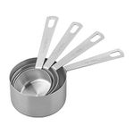 Tala Stainless Steel Measuring Cups, Set of 4, Measurements in Millilitres and Cups, Nest Neatly for Storage, Metallic Silver