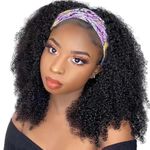 Headband Wigs Human Hair For Women 180% Density Curly Wigs Human Hair Wigs Kinky Curly Human Hair 100% Glueless Wig None Lace Afro Hair Wigs 14 Inch