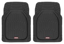 Motor Trend -2 Piece Front Car Floor Mats- Black FlexTough Contour Liners-Deep Dish Heavy Duty Rubber Floor Mats for Car SUV Truck & Van-All Weather Protection, Universal Trim to Fit