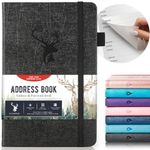 Address Book with Alphabetical Tabs, Hardcover Small Passwordbook, Phone Book Large Print for Phone Numbers, Internet Website Logins, AddressNotebook Journal for Home 5"*7.6" (Black)