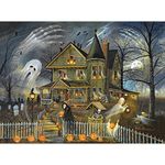 Bits and Pieces - 1000 Piece Jigsaw Puzzle for Adults - Haunted Haven - 1000 pc Halloween Jack-O-Lanterns Jigsaw by Artist Ruane Manning