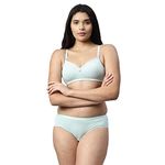 Enamor Women's Cotton Blend Lightly Padded Wire Free T-Shirt Bra (SS22ENAA017002_Blue_34C)