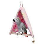 Bird Plush Perch Tent Winter Warm Triangle Hammock Nest Bed for Parrot Budgie Parakeet Cockatiel Lovebird (M)