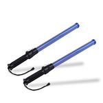 21 inch Safety Traffic Wand Led Light 2 Pieces Blue Baton with Side Clip for Parking Guides, Traffic Control, Using 2 C-Size Batteries (Not Included)