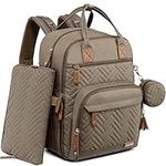 iniuniu Diaper Bag Backpack, iniuniu Large Unisex Baby Bags for Boys Girls, Waterproof Travel Back Pack with Diaper Pouch, Washable Changing Pad, Pacifier Case and Stroller Straps (Khaki)