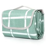 Picnic Blanket Waterproof Foldable and Portable Family Large 200cm x 200cm Outdoor Beach Blanket, Washable Lightweight Handy Camping Mat for Travel, Hiking, Lawn (Green)