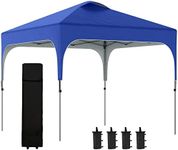 Outsunny 3 x 3 (M) Pop Up Gazebo, UPF 50+ Foldable Canopy Tent with Carry Bag with Wheels and 4 Leg Weight Bags, Height Adjustable, for Outdoor Garden Patio Party, Blue