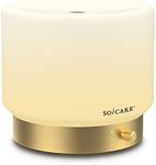 SOICARE Glass Diffuser with Luxury Alloy Base(Gold), All-in-one Room Decor Aromatherapy Oil Diffusers for Essential Oils, Air Scent Essential Oil Diffuser Humidifier,Dimmable Warm Light (280ML)