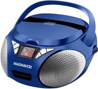 Magnavox MD6924 Portable Top Loading CD Boombox with AM/FM Stereo Radio in Black | CD-R/CD-RW Compatible | LED Display | AUX Port Supported | Programmable CD Player | (Blue)