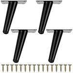 BELLE VOUS (4 Pack Black Metal Slanted Furniture Legs - 10cm/4 Inches - Non-Slip Tapered Replacement Feet for Cabinet, Sofa, Table/Desk, Chair & Bed
