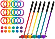 Champion Sports Mini Golf Clubs: Multi Colored Putt Putt Miniature Golfing Set for Kids - 6 Putters 18 Holes & 18 Balls