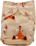 Ohbabyka Reusable Washable Baby Boys/Girls Pocket Cloth Diapers with 1pc Insert (Fox+1 Insert)
