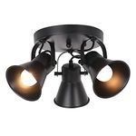 SEEBLEN 3-Light Industrial Track Lighting, Adjustable Round Kitchen Ceiling Light, Morden Black Flush Mount Directional Light for Kitchen, Hallway, Dining Room, Bathroom, Coffee Bar..