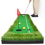 Abco Tech Golf Putting Green Mat - Portable Synthetic Turf Mat - Outdoor and Indoor - for Practicing and Training - Long Lasting Design - Includes 3 Free Golf Balls (1.6ft x 10ft)