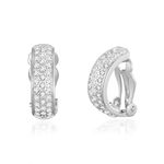 Philip Jones Silver Plated Pave Clip On Earrings Created with Zircondia® Crystals