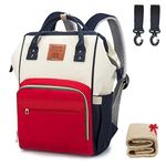 Balcony&Falcon Baby Oxford Diaper Bag with Changing Pad & Stroller Straps Multifunction Waterproof Stylish Travel Backpack Larger Maternity Backpack Nappy Bag for Mum&Dad -Red