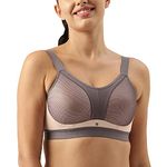 Enamor Women's Polyester Y-Panel for Bounce Control High Impact Padded Non-Wired and High Coverage Sports Bra -SB25(SB25-Pearl-XL)