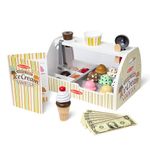 melissa & doug wooden scoop and serve ice cream counter (28 pcs) - play food and accessories- Multi color