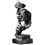 Thinker Abstract Mens Office Home Decor Statue,Silence is Golden Handmade Resin Artwork Now Creative Desktop Bookshelf Office Living Room Decoration Sculpture Gift 4.7 x 4.3 x 13.7ft…