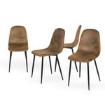 Homy Casa Set of 4 Dining Chairs Soft Chairs and Backrest Kitchen Chairs with Solid Metal Legs for Living Room Lounge Home Brown