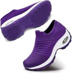 STQ Women's Shoes Slip On Trainers Leisure Breathable Fitness Trainers Comfortable Hiking Shoes, 1839 All Purple, 10 AU