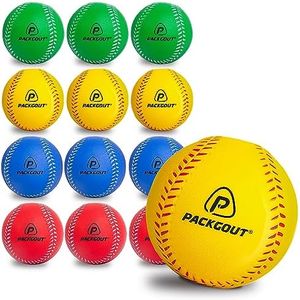 PACKGOUT Soft Baseballs, Foam Baseballs for Kids Teenager Players Training Balls 12Pcs (Red, Blue, Yellow, Green)