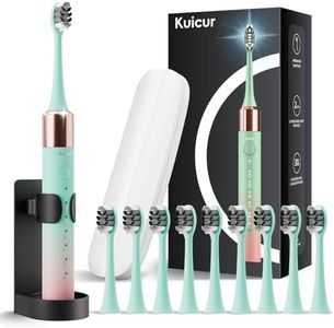 Portable Electric Soft Toothbrush with Travel Case, 90-Day Largest Battery Life, 10 Brush Heads, 15 Modes Deep Clean, Ergonomically-Designed for Enhanced Comfort - Ideal Gift for Adults & Kids