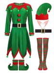 inlzdz Women's Elf Cosplay Costume Full Set for Christmas Party Adults Xmas Santas Festive Outfit Green L