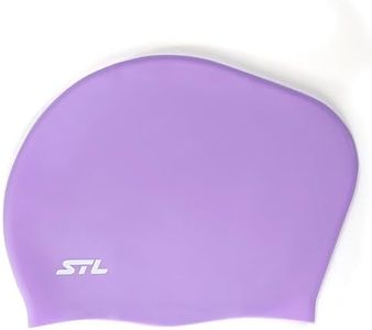 Swim Time Log Swim Cap for Long Hair, Silicone Swim Cap for Braids and Dreadlocks Women, Best Swim Cap to Protect Your Hair, Gifts for Friend - Soft, Comfortable, Non-Slip (Long Hair Cap, Purple)