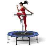 CLORIS 40''/48'' Foldable Fitness Trampoline - Max Load 400lbs / 450lbs, Rebounder with Adjustable Foam Handle Indoor/Outdoor Fitness Body Exercise (48'' Blue)